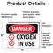 Signmission Oxygen In Use Danger Sign, Vinyl Decal, 7in W x 5in L, 2PK OS-2PACK-DS-D-57-L-1513 - alternate 2